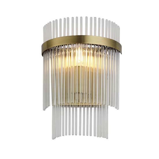 Manteo Clear Glass Rods Wall Light In Antique Brass_6