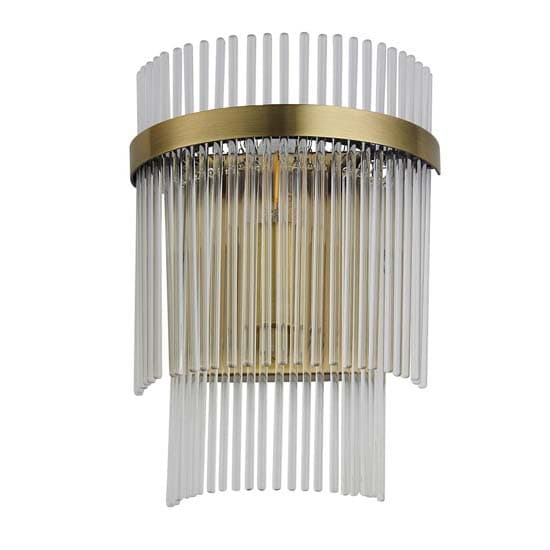 Manteo Clear Glass Rods Wall Light In Antique Brass_7