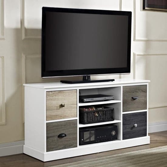 Maraca Wooden TV Stand Small In White_1
