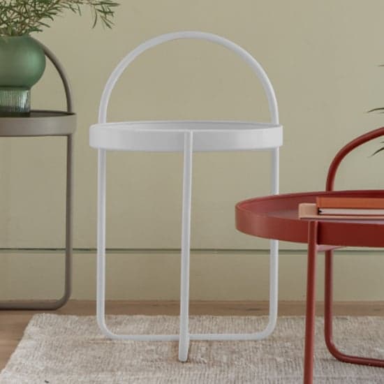 Marbury Round Metal Side Table In White_1