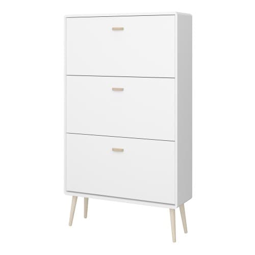 Marc Shoe Storage Cabinet With 3 Flap Doors In Pure White_3