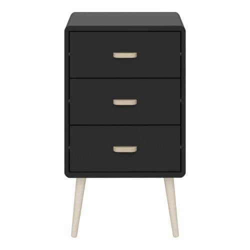 Marc Wooden Bedside Cabinet With 3 Drawers In Black_2