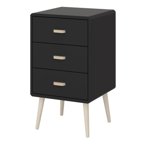 Marc Wooden Bedside Cabinet With 3 Drawers In Black_3