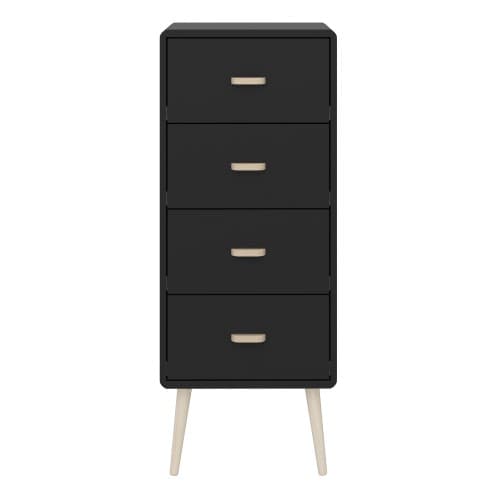 Marc Wooden Narrow Chest Of 4 Drawers In Black_2