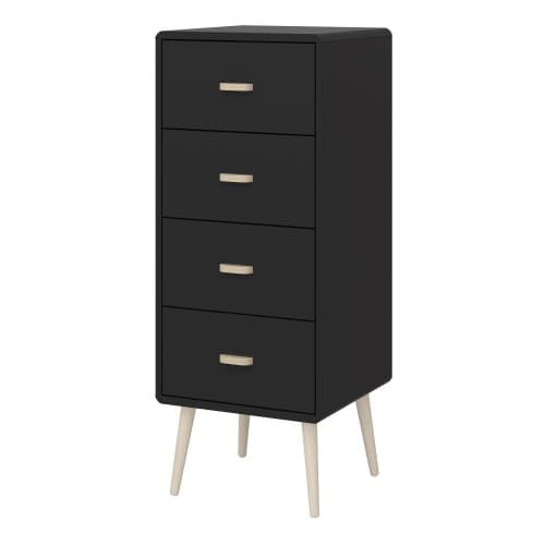 Marc Wooden Narrow Chest Of 4 Drawers In Black_3