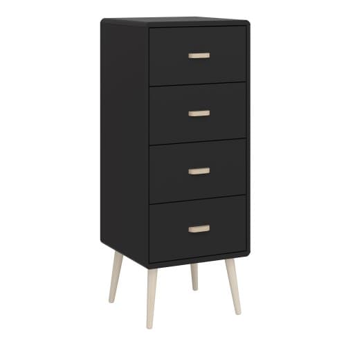 Marc Wooden Narrow Chest Of 4 Drawers In Black_1
