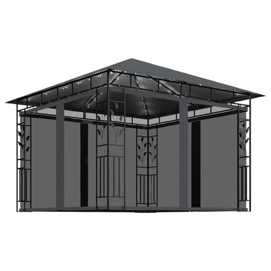 Marcel 3m x 3m Gazebo In Anthracite With Net And LED Lights_2
