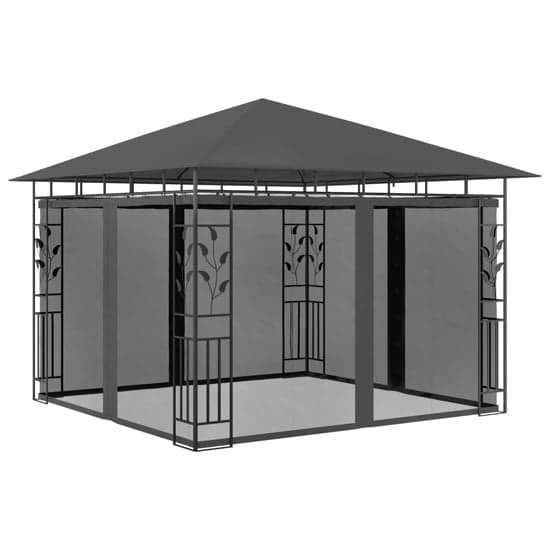 Marcel 3m x 3m Gazebo In Anthracite With Net And LED Lights_3
