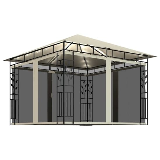 Marcel 3m x 3m Gazebo In Cream With Net And LED Lights_2