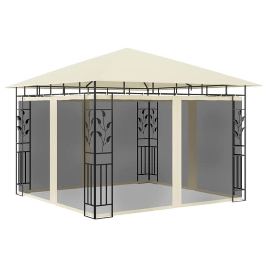 Marcel 3m x 3m Gazebo In Cream With Net And LED Lights_3