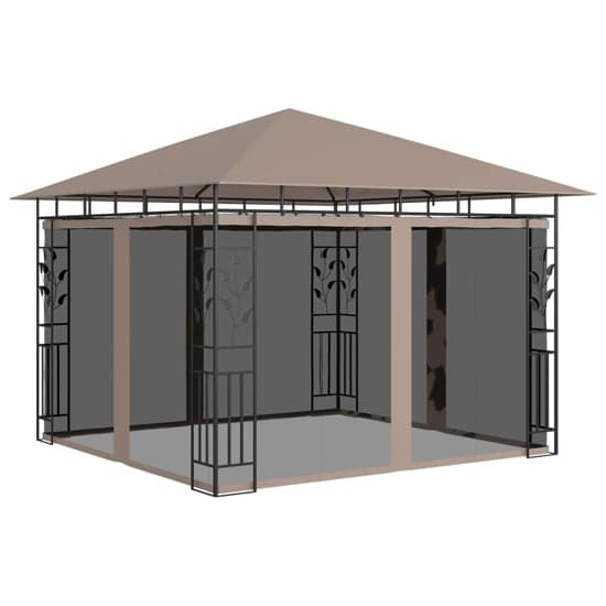 Marcel 3m x 3m Gazebo In Taupe With Net And LED Lights_3