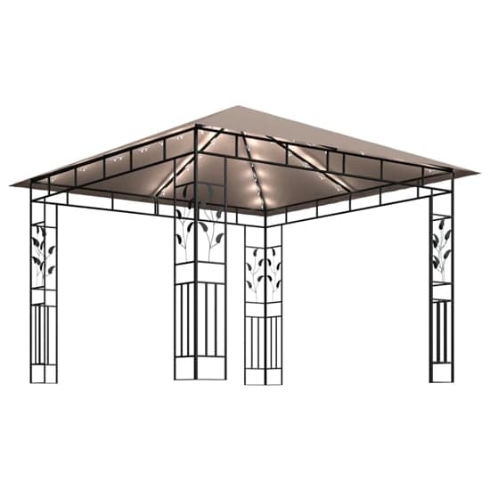 Marcel 3m x 3m Gazebo In Taupe With Net And LED Lights_4