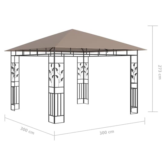 Marcel 3m x 3m Gazebo In Taupe With Net And LED Lights_7