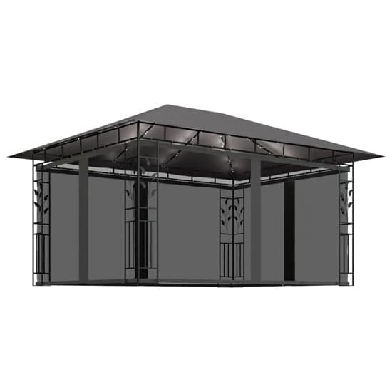 Marcel 4m x 3m Gazebo In Anthracite With Net And LED Lights_2