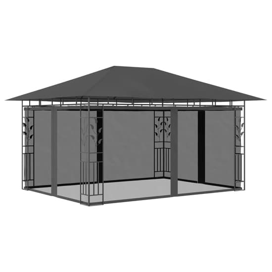 Marcel 4m x 3m Gazebo In Anthracite With Net And LED Lights_3