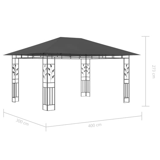 Marcel 4m x 3m Gazebo In Anthracite With Net And LED Lights_9