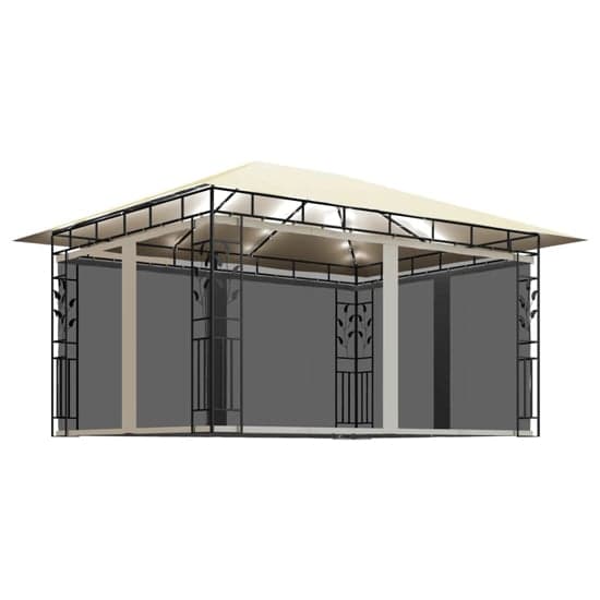 Marcel 4m x 3m Gazebo In Cream With Net And LED Lights_2