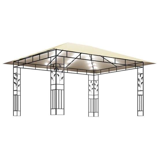 Marcel 4m x 3m Gazebo In Cream With Net And LED Lights_4