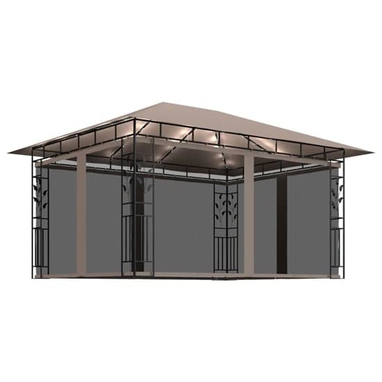 Marcel 4m x 3m Gazebo In Taupe With Net And LED Lights_2