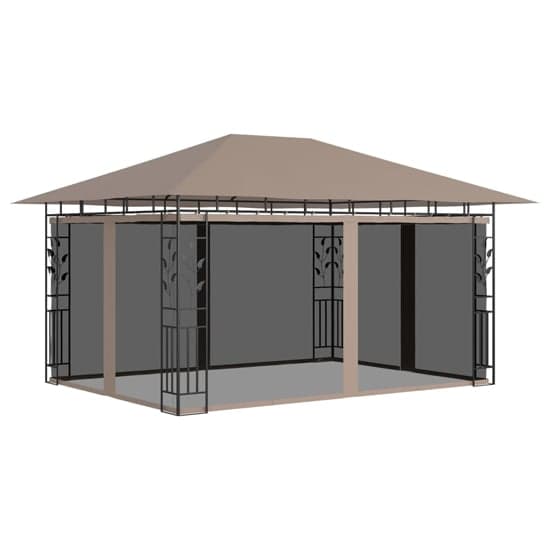 Marcel 4m x 3m Gazebo In Taupe With Net And LED Lights_3