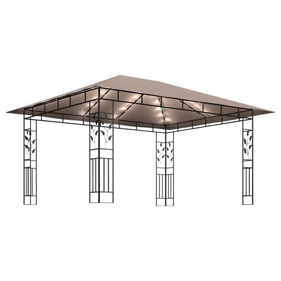 Marcel 4m x 3m Gazebo In Taupe With Net And LED Lights_4