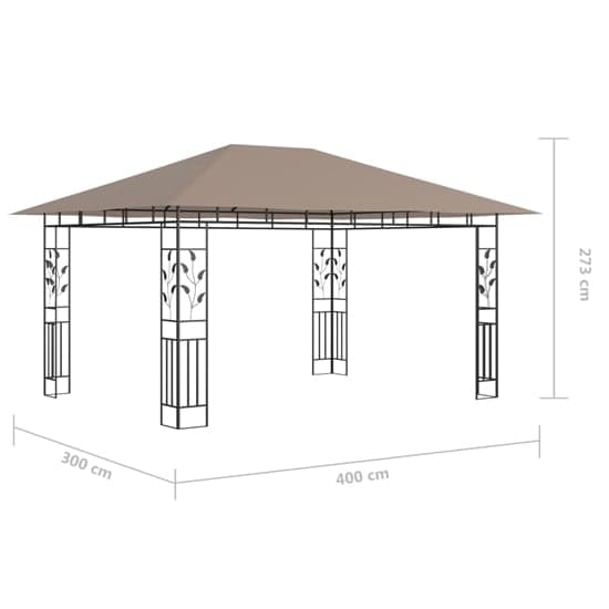 Marcel 4m x 3m Gazebo In Taupe With Net And LED Lights_8