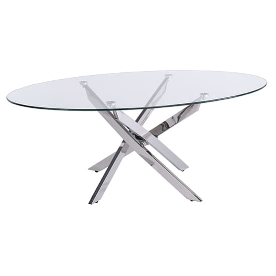 Marcel Oval Clear Glass Coffee Table With Chrome Legs Furniture in