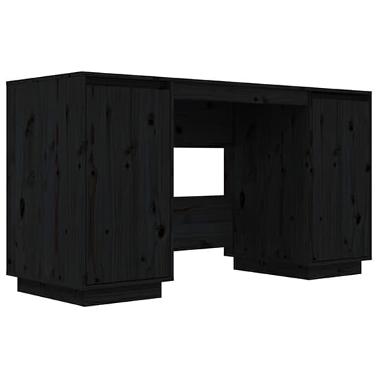 Marcel Solid Pine Wood Laptop Desk With 2 Door In Black_3