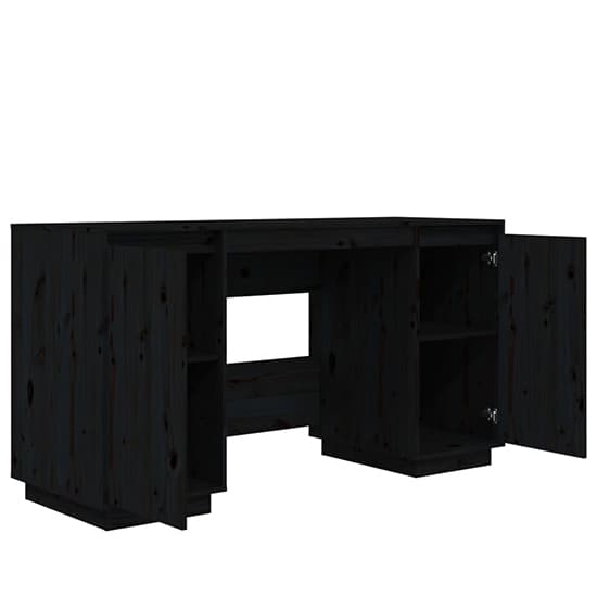 Marcel Solid Pine Wood Laptop Desk With 2 Door In Black_5