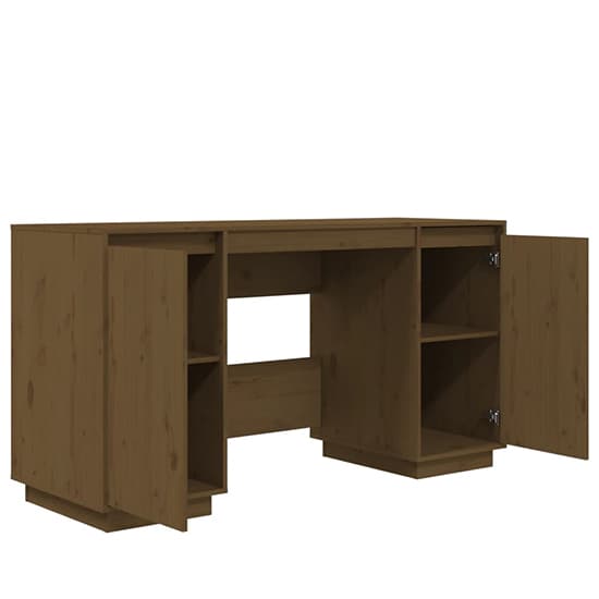 Marcel Solid Pine Wood Laptop Desk With 2 Door In Honey Brown_5