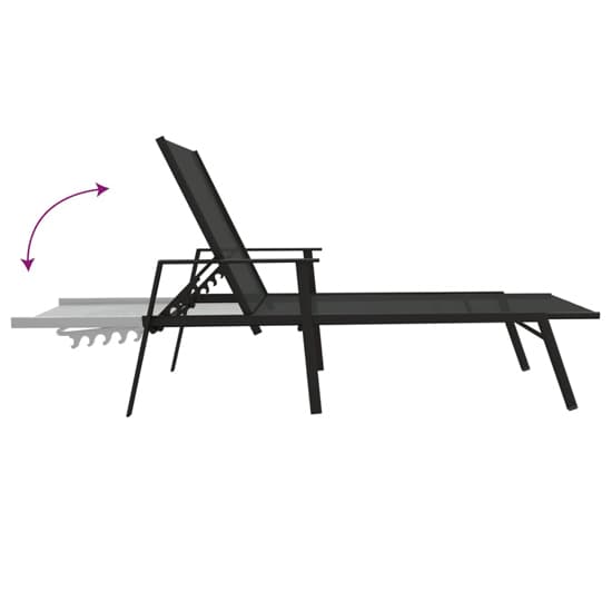 Marcel Steel Sun Lounger With Textilene Fabric Seat In Black_7