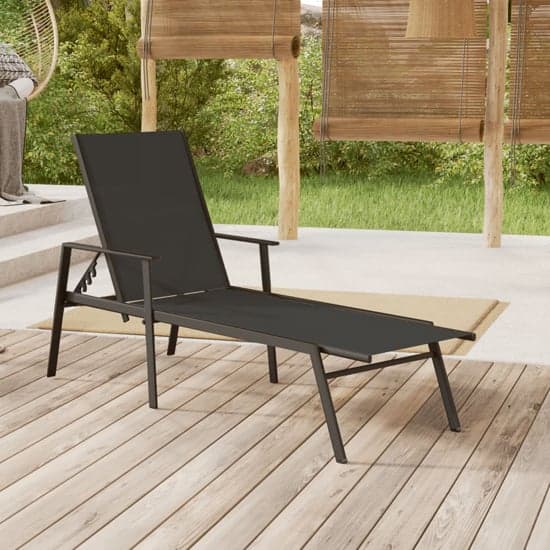Marcel Steel Sun Lounger With Textilene Fabric Seat In Black_1
