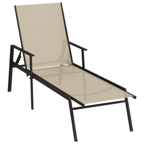 Marcel Steel Sun Lounger With Textilene Fabric Seat In Cream_2