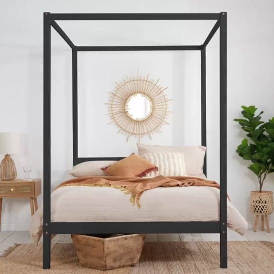 Marcia Wooden Four Poster Double Bed In Black_2