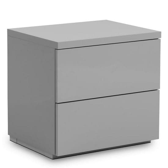 Maeva Bedside Cabinet In Grey High Gloss With 2 Drawers_1