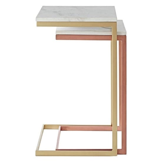 Maren Square White Marble Top Nest Of 2 Tables With Iron Frame_3