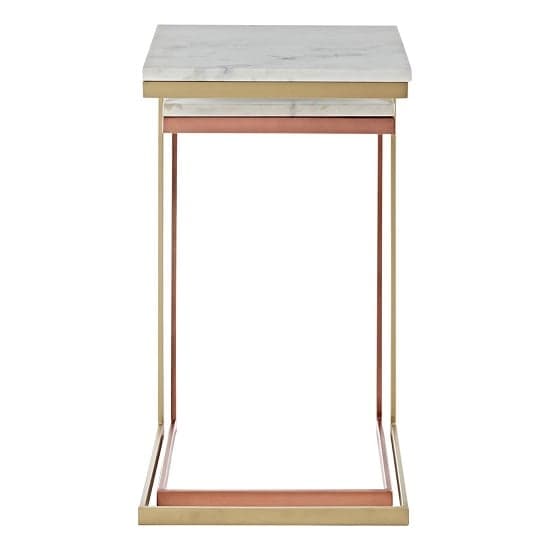 Maren Square White Marble Top Nest Of 2 Tables With Iron Frame_4