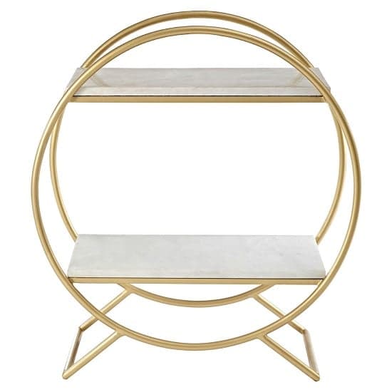 Maren White Marble Shelves Drinks Trolley With Gold Frame_2