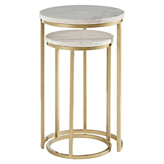 Maren Tall White Marble Top Nest Of 2 Tables With Gold Base_1