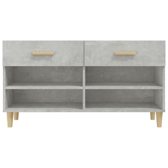 Marfa Wooden Shoe Storage Bench With 2 Drawer In Concrete Effect_4