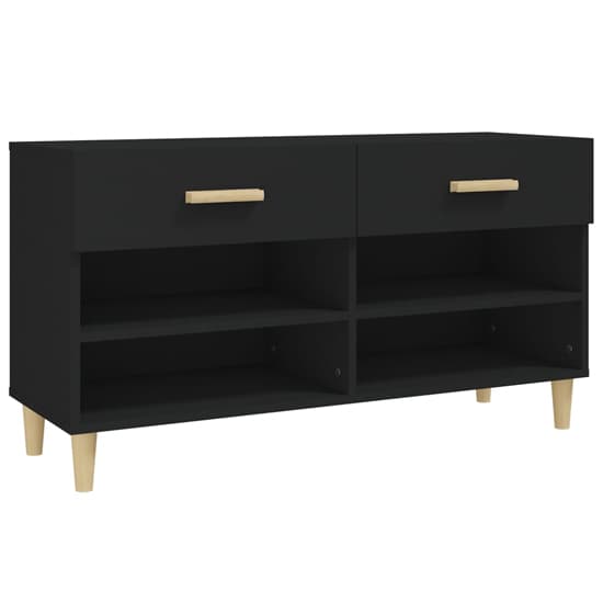 Marfa Wooden Shoe Storage Bench With 2 Drawers In Black_3