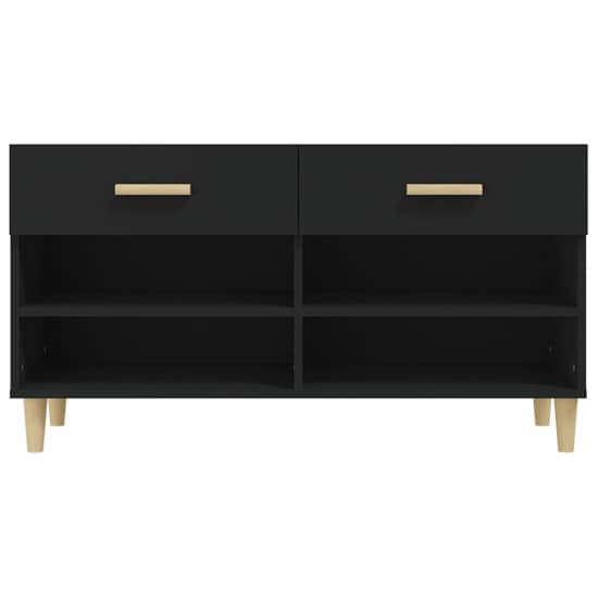 Marfa Wooden Shoe Storage Bench With 2 Drawers In Black_4