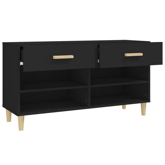 Marfa Wooden Shoe Storage Bench With 2 Drawers In Black_5