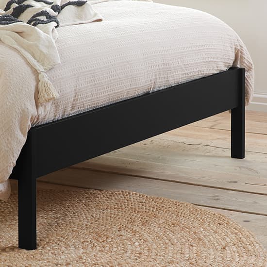 Margot Wooden Super King Size Bed In Black With Rattan Headboard_4