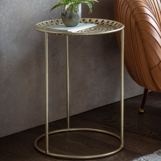 Marian Round Metal Side Table In Gold_1