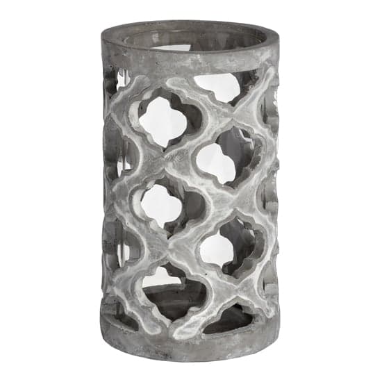 Mariana Large Stone Effect Patterned Candle Holder In Grey_2