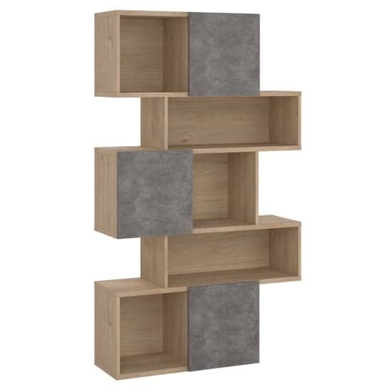 Maribor Bookcase 3 Doors In Jackson Hickory And Concrete Effect_2
