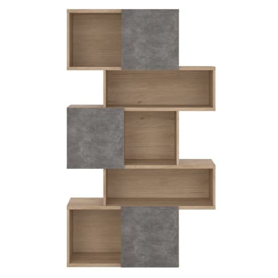 Maribor Bookcase 3 Doors In Jackson Hickory And Concrete Effect_3