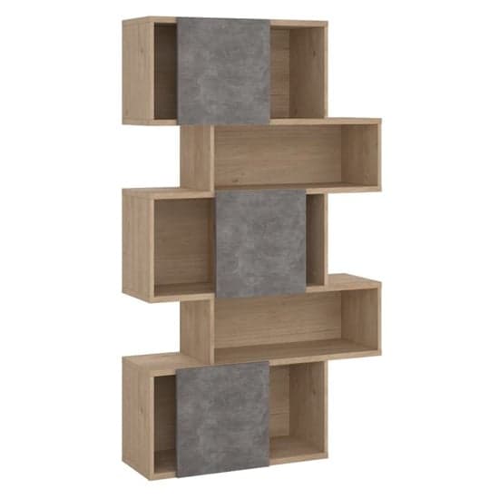 Maribor Bookcase 3 Doors In Jackson Hickory And Concrete Effect_5