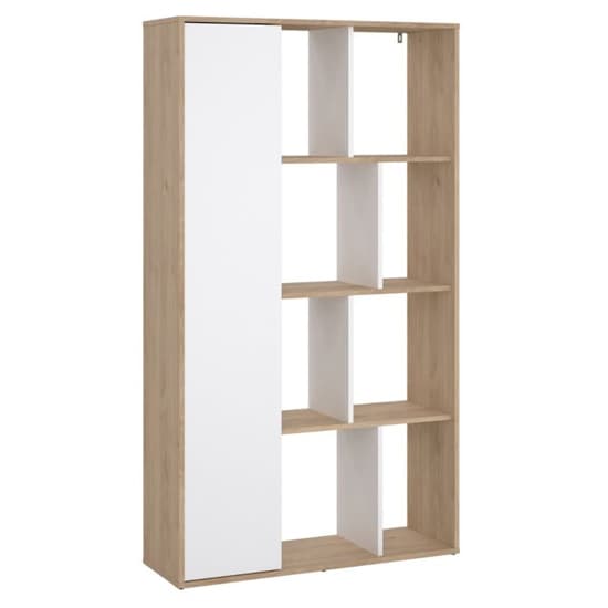 Maribor High Gloss Bookcase 1 Door In Jackson Hickory And White_2